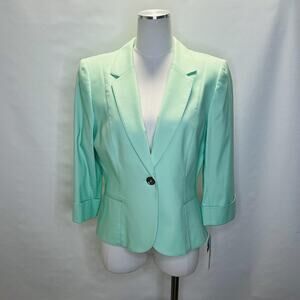 Antonio Melani Blazer Womens 12 Green Coastal Grove 3/4 Sleeve Cotton Jacket New